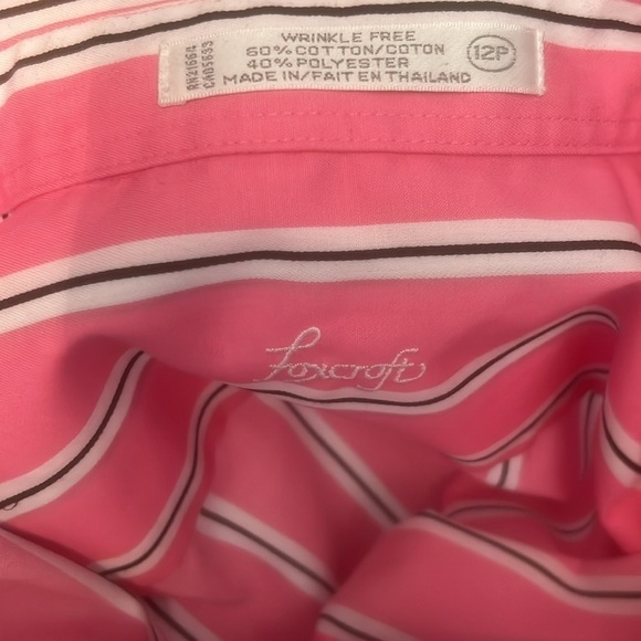 FOXCROFT Women's Wrinkle Free button up Blouse Striped Pink White
Size: 12 p - Picture 9 of 9
